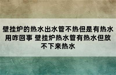 壁挂炉的热水出水管不热但是有热水用咋回事 壁挂炉热水管有热水但放不下来热水